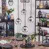 Koyoto hanging light, globe light, Cluster pendant lamp 35 cm chrome, clear, Smoke-coloured, 4-light sources