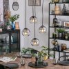 Koyoto hanging light, globe light, Cluster pendant lamp 35 cm clear, Smoke-coloured, 4-light sources