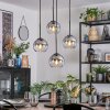 Koyoto hanging light, globe light, Cluster pendant lamp 35 cm clear, Smoke-coloured, 4-light sources