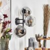 Ripoll globe light, wall light chrome, clear, Smoke-coloured, 3-light sources