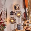 Ripoll globe light, wall light chrome, clear, Smoke-coloured, 3-light sources
