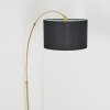 Bassagoda floor lamp, Arch lamps brass, black, 1-light source, Fabric lampshade