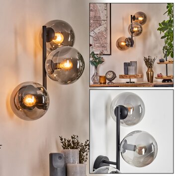 Gastor globe light, wall light Smoke-coloured, 3-light sources