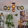 Ripoll ceiling light, globe light blue, green, coppery, 6-light sources