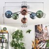 Ripoll ceiling light, globe light blue, green, coppery, 6-light sources