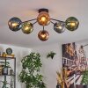 Ripoll ceiling light, globe light blue, green, coppery, 6-light sources