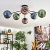 Koyoto ceiling light, globe light 74 cm blue, green, coppery, 6-light sources
