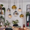Gastor hanging light, globe light, pendant light Amber, gold, clear, Smoke-coloured, 6-light sources