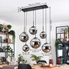 Gastor hanging light, globe light, pendant light chrome, Smoke-coloured, 6-light sources