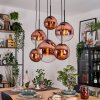 Gastor hanging light, globe light, pendant light clear, coppery, 6-light sources