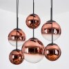 Gastor hanging light, globe light, pendant light clear, coppery, 6-light sources
