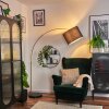 Bassagoda floor lamp, Arch lamps brass, black, 1-light source, Fabric lampshade
