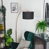 Bassagoda floor lamp, Arch lamps copper, black, 1-light source, Fabric lampshade
