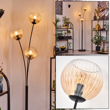 Koyoto globe light, floor lamp Amber, clear, 3-light sources
