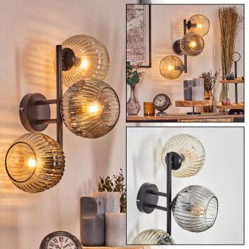 Ripoll globe light, wall light Amber, clear, Smoke-coloured, 3-light sources