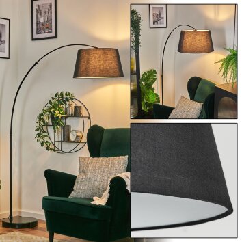 Bassagoda floor lamp, Arch lamps black, 1-light source, Fabric shade