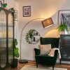 Soungou floor lamp, Arch lamps brass, black, 1-light source, Fabric lampshade