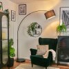 Bassagoda floor lamp, Arch lamps black, 1-light source, Fabric shade
