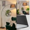 Bassagoda floor lamp, Arch lamps black, 1-light source, Fabric lampshade