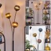 Koyoto globe light, floor lamp blue, gold, coppery, 3-light sources