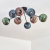 Koyoto ceiling light, globe light 85 cm blue, green, coppery, 8-light sources