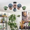 Koyoto ceiling light, globe light 85 cm blue, green, coppery, 8-light sources