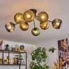 Koyoto ceiling light, globe light 85 cm blue, gold, green, 8-light sources