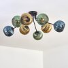 Koyoto ceiling light, globe light 85 cm blue, gold, green, 8-light sources