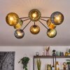 Koyoto ceiling light, globe light 85 cm blue, gold, green, 8-light sources