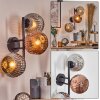 Ripoll globe light, wall light chrome, coppery, Smoke-coloured, 3-light sources