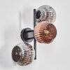Ripoll globe light, wall light chrome, coppery, Smoke-coloured, 3-light sources