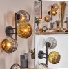 Ripoll globe light, wall light chrome, gold, Smoke-coloured, 3-light sources