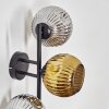 Ripoll globe light, wall light chrome, gold, Smoke-coloured, 3-light sources