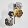 Ripoll globe light, wall light chrome, gold, Smoke-coloured, 3-light sources