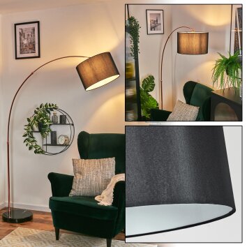 Soungou floor lamp, Arch lamps copper, black, 1-light source, Fabric shade