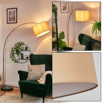 Soungou floor lamp, Arch lamps copper, black, 1-light source, Fabric shade