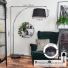 Bassagoda floor lamp, Arch lamps chrome, black, 1-light source, Fabric lampshade