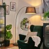 Bassagoda floor lamp, Arch lamps chrome, black, 1-light source, Fabric lampshade