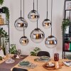 Gastor hanging light, globe light, pendant light chrome, clear, Smoke-coloured, 6-light sources