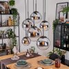 Gastor hanging light, globe light, pendant light chrome, clear, Smoke-coloured, 6-light sources