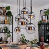 Gastor hanging light, globe light, pendant light chrome, clear, Smoke-coloured, 6-light sources