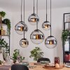 Gastor hanging light, globe light, pendant light chrome, clear, Smoke-coloured, 6-light sources
