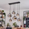 Gastor hanging light, globe light, pendant light chrome, clear, Smoke-coloured, 6-light sources