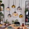 Gastor hanging light, globe light, pendant light Amber, gold, clear, Smoke-coloured, 6-light sources