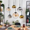 Gastor hanging light, globe light, pendant light Amber, gold, clear, Smoke-coloured, 6-light sources
