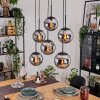 Gastor hanging light, globe light, pendant light chrome, Smoke-coloured, 6-light sources