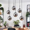 Gastor hanging light, globe light, pendant light chrome, Smoke-coloured, 6-light sources