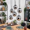Gastor hanging light, globe light, pendant light chrome, Smoke-coloured, 6-light sources