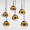 Gastor hanging light, globe light, pendant light gold, clear, 6-light sources