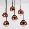 Gastor hanging light, globe light, pendant light clear, coppery, 6-light sources
